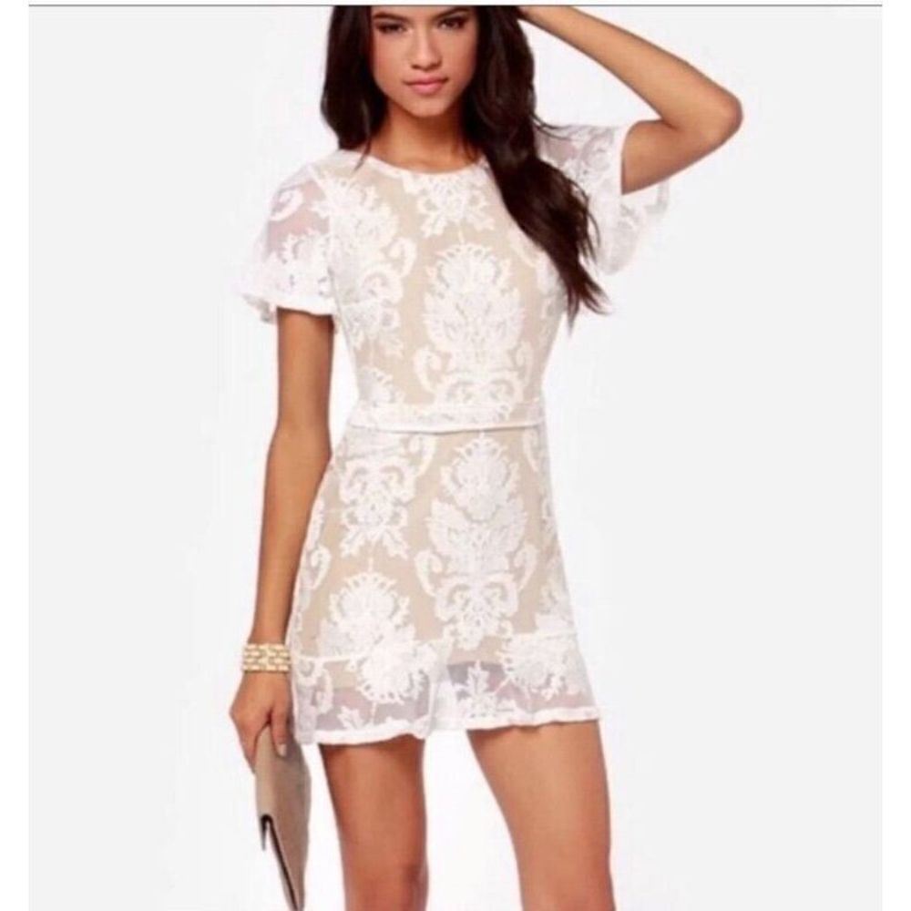 For Love & Lemons Dress Size Small Lace White San Marcos Backless‎ Mini